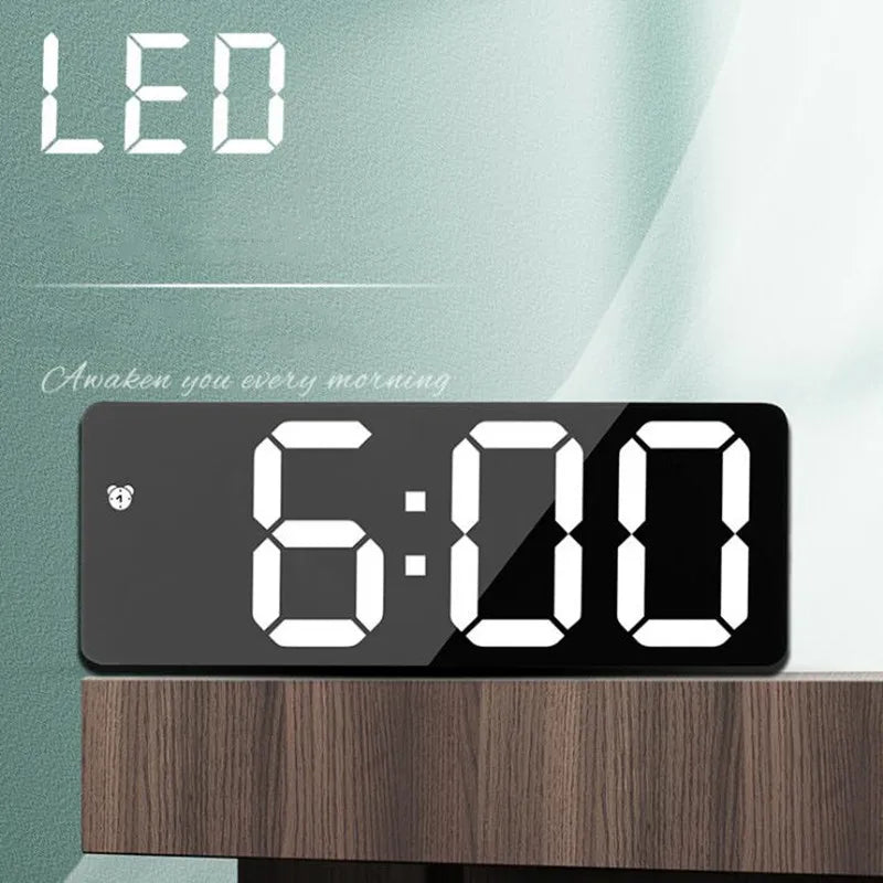 LED Digital Alarm Clock with Mirror Acrylic Face