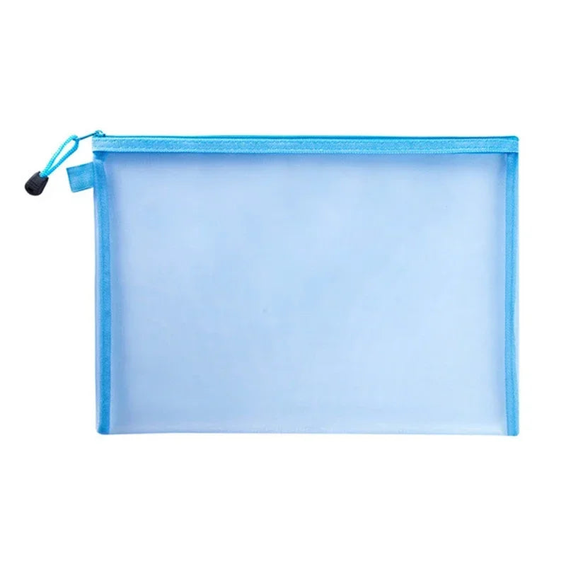 Transparent  A4/A5/A6 Mesh Zipper Pouch Clear Document Bag Book File Folders Stationery Pencil Case Storage Bags Makeup Pouch