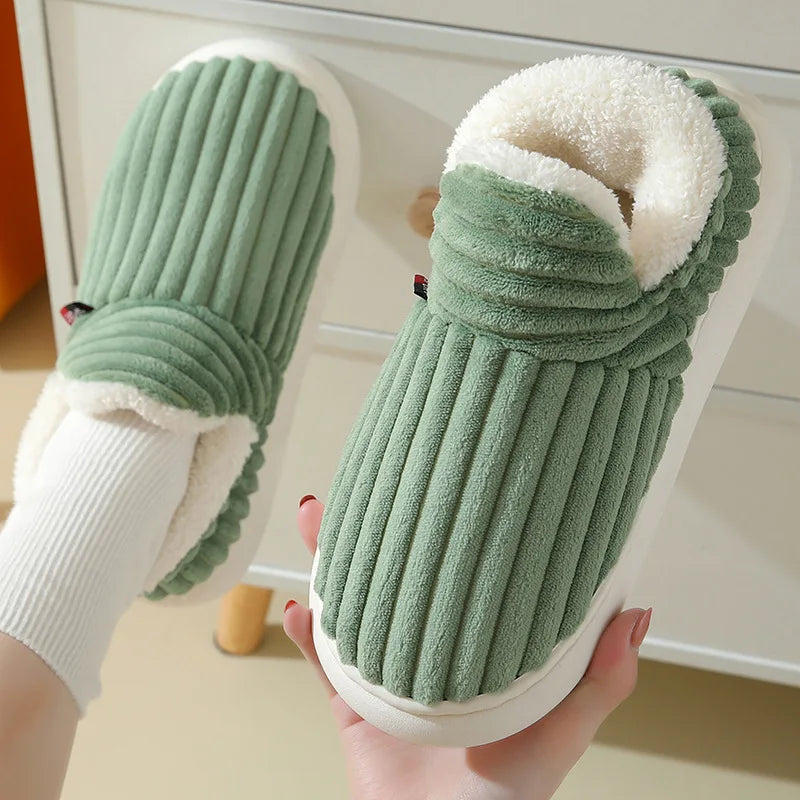 Evshine Women's Fur Slippers – Soft Sole Winter House Shoes