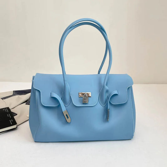 Korean PVC Waterproof Beach Shoulder Bag 2026 Summer Y2K Candy Color Jelly Bags Trendy Dopamine Fashion Tote Underarm Handbag