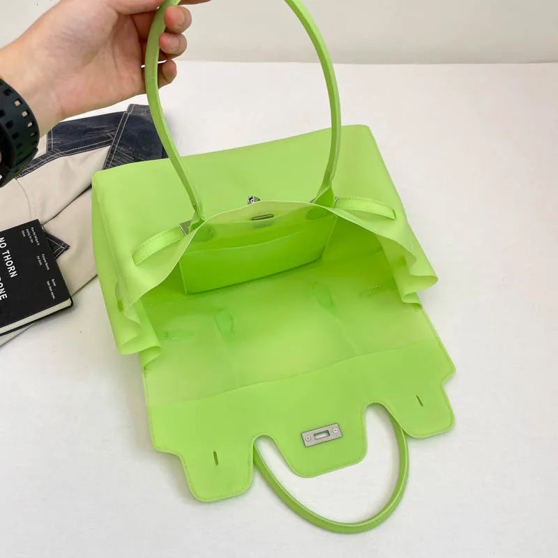 Y2K Transparent PVC Jelly Shoulder Bag – Candy Color Tote
