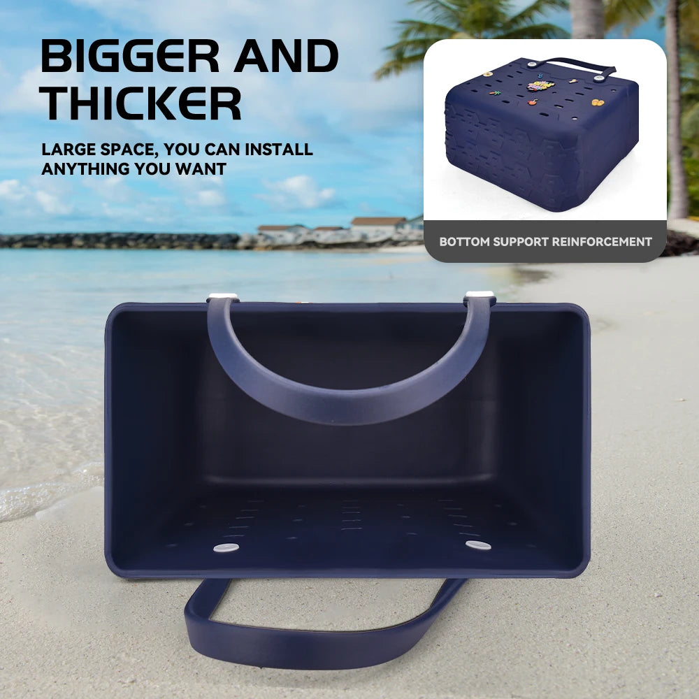 Beach Bag Fashion EVA Waterproof Rubber Picnic Storage Basket Travel Shopping Handbag Women Shoulder Solid Color Tote Bag