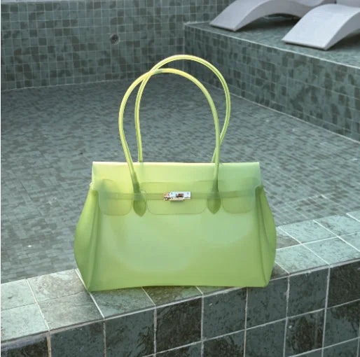 Summer Jelly Bags Trendy Dopamine Fashion Tote Underarm Handbag Women Candy Color PVC Waterproof Transparent Tote Bag In Stock