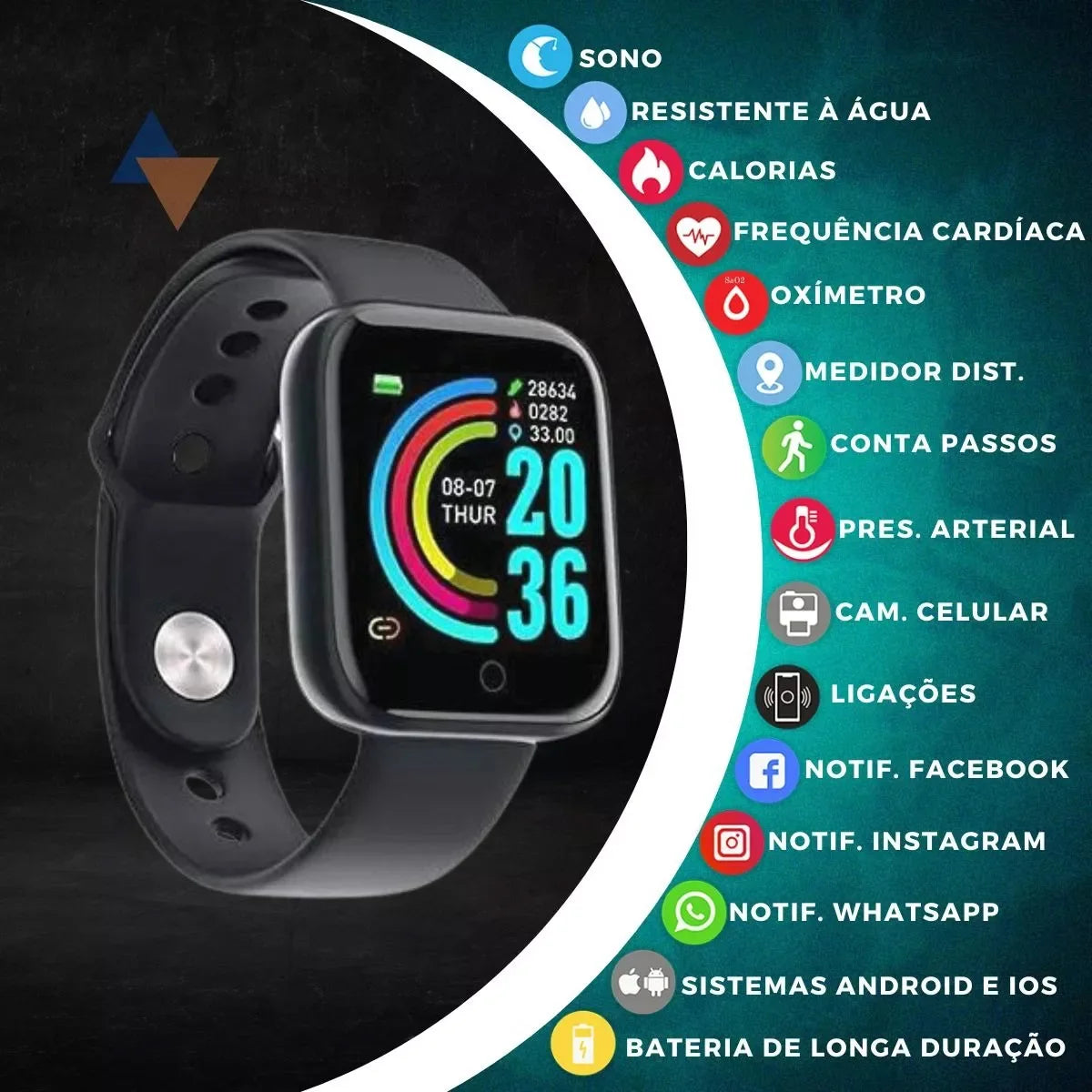 D20 Smart Watch – Fitness Tracker & Heart Rate Monitor