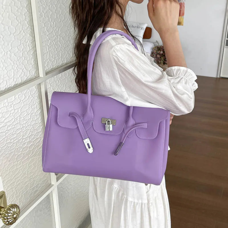 Korean PVC Waterproof Beach Shoulder Bag 2026 Summer Y2K Candy Color Jelly Bags Trendy Dopamine Fashion Tote Underarm Handbag