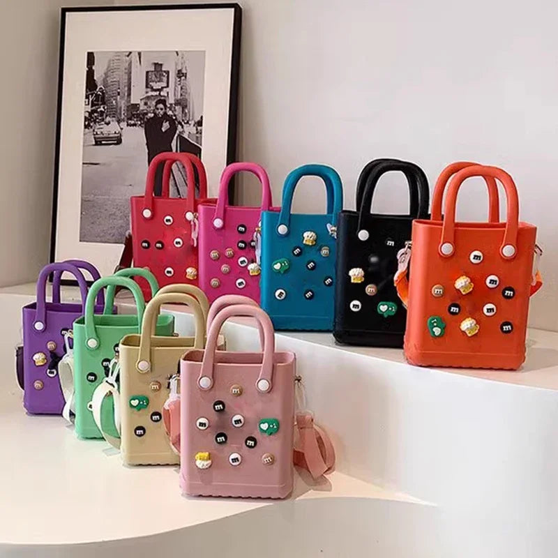 EVA Beach Tote Bag Waterproof Summer Travel Shoulder Handbags Fashion Beach Tote Bags Shopping Storage Basket Picnic Baskets