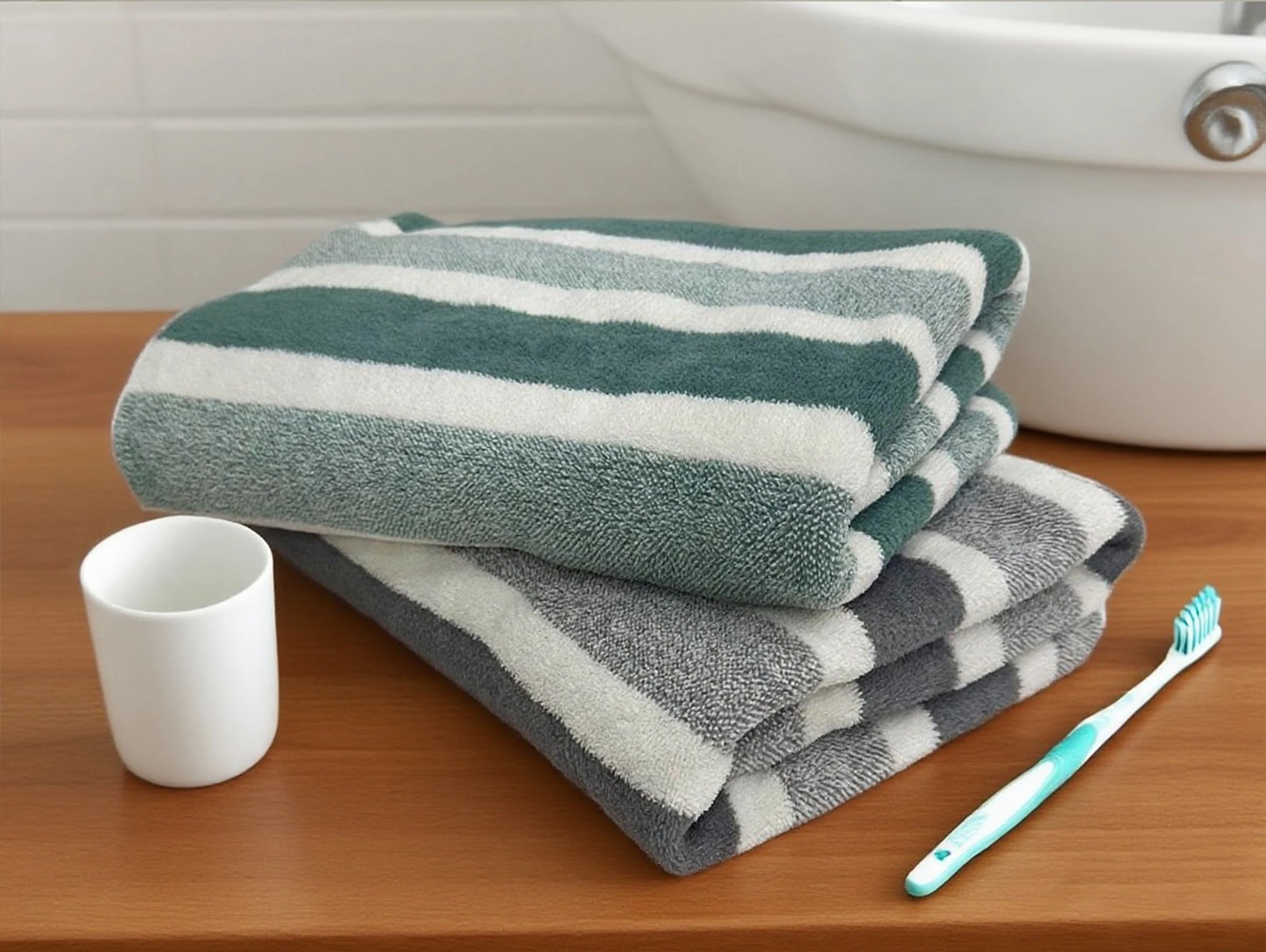 Striped Bath Towel – Quick Dry & High Absorption