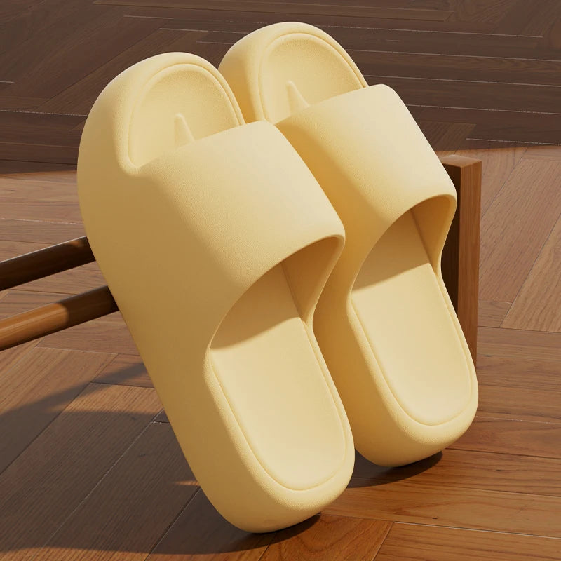 Unisex Non Slip Bathroom Home Slippers Soft Sole EVA Pillow Slides Summer Flat Beach Sandals Woman Thick Platform Cloud Slippers