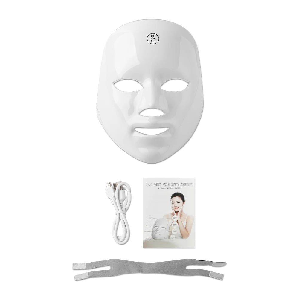 Rechargeable Facial LED Mask 7 Colors LED Photon Therapy Beauty Mask Skin Rejuvenation Home Face Lifting Whitening Beauty Device