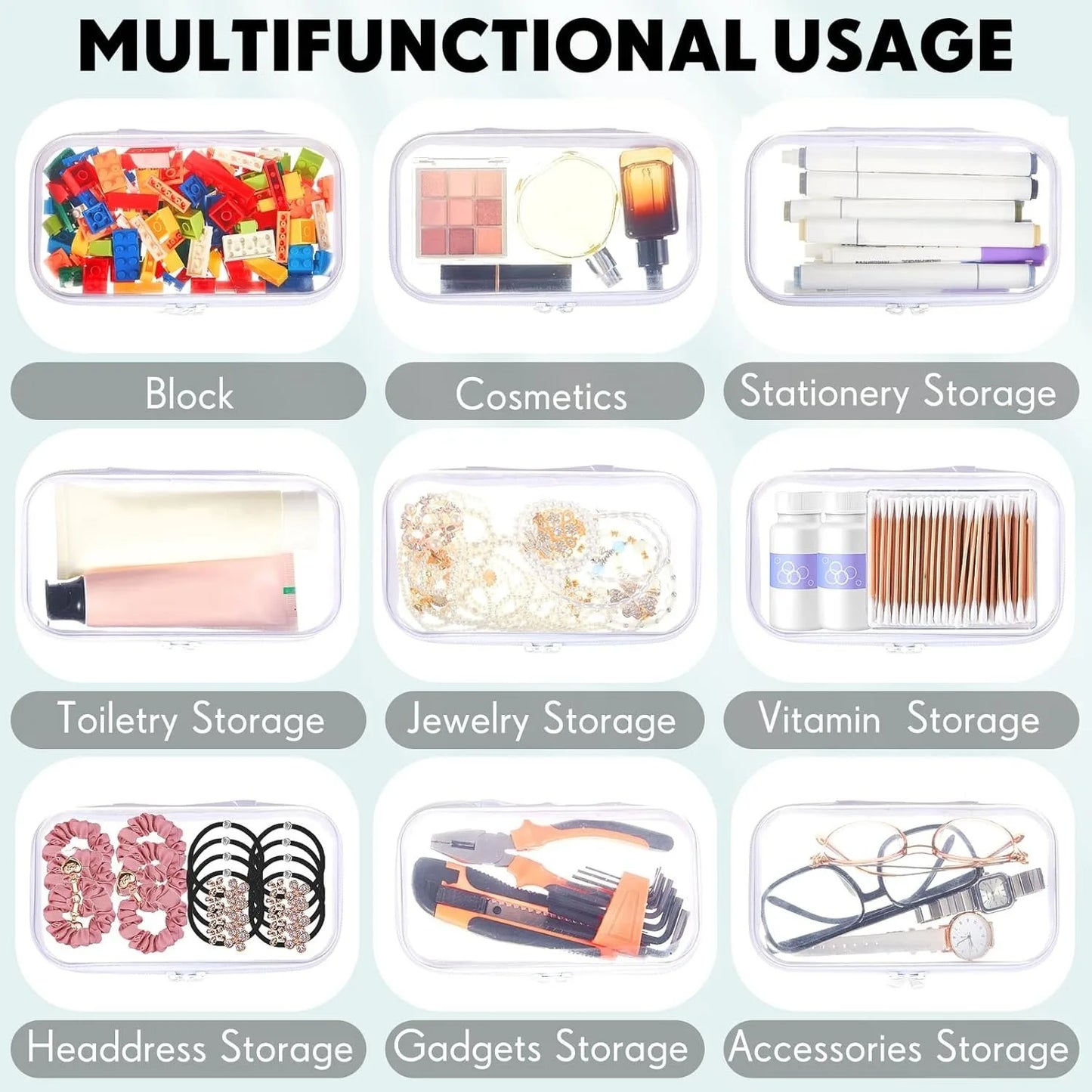 Transparent Zipper Bags Set Reusable Clear Pouch Organizer for Cosmetics Stationery Small Items Tools Storage