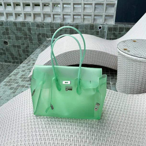 Summer Jelly Bags Trendy Dopamine Fashion Tote Underarm Handbag Women Candy Color PVC Waterproof Transparent Tote Bag In Stock