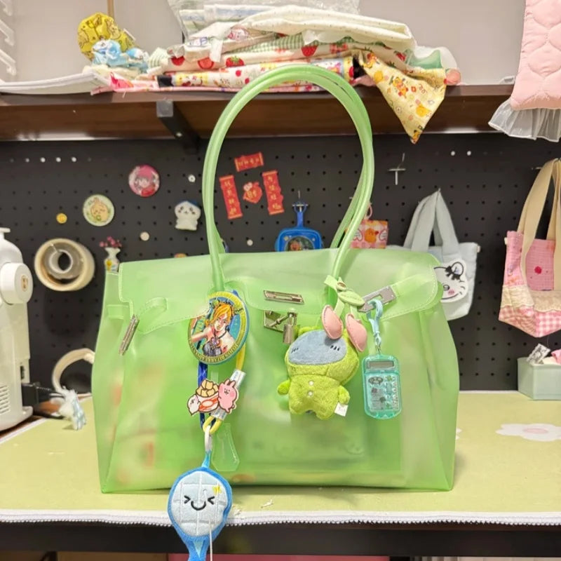 Summer Jelly Bags Trendy Dopamine Fashion Tote Underarm Handbag Women Candy Color PVC Waterproof Transparent Tote Bag In Stock