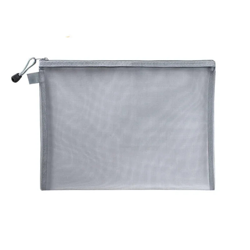 Transparent  A4/A5/A6 Mesh Zipper Pouch Clear Document Bag Book File Folders Stationery Pencil Case Storage Bags Makeup Pouch
