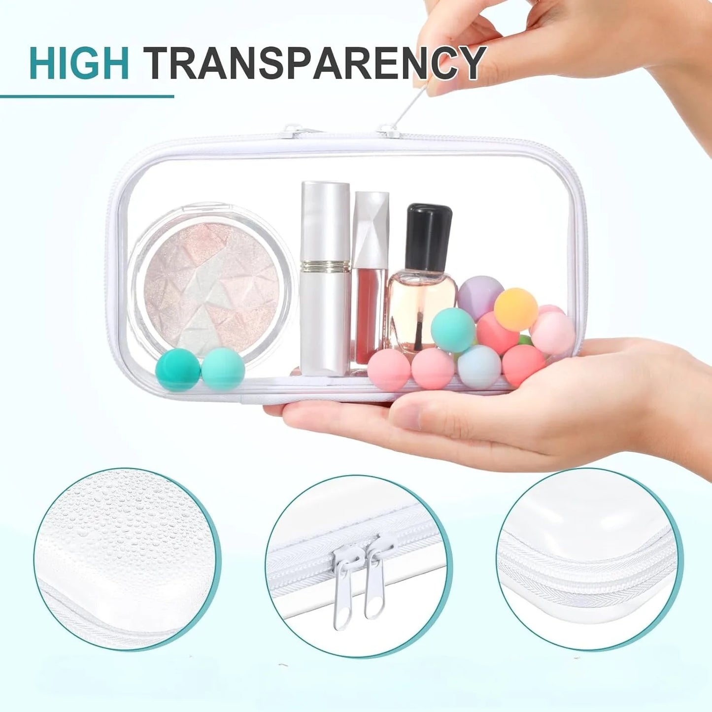 Transparent Zipper Bags Set Reusable Clear Pouch Organizer for Cosmetics Stationery Small Items Tools Storage