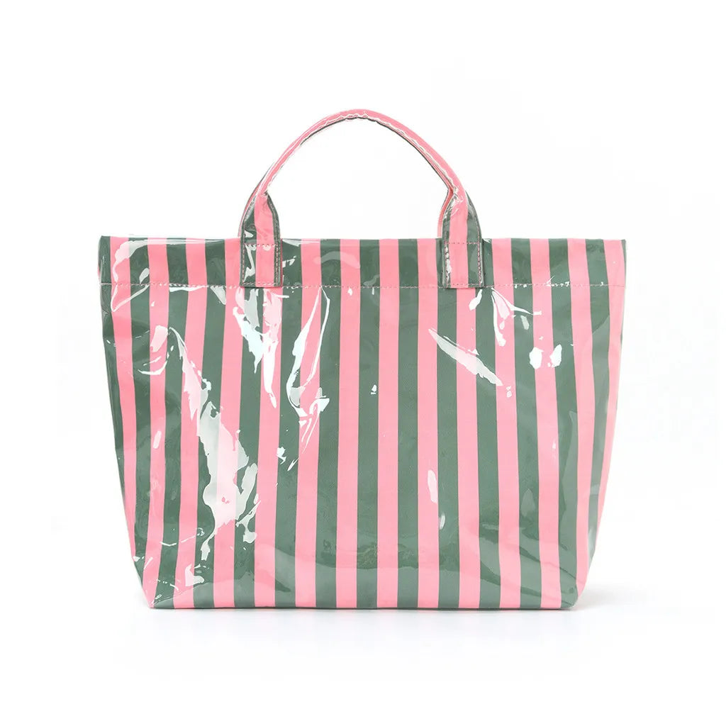 Waterproof Striped PVC Shoulder Tote Bag, Roomy Lightweight Daily Storage Handbag for Everyday Use, Ideal for Daily Use, Holiday
