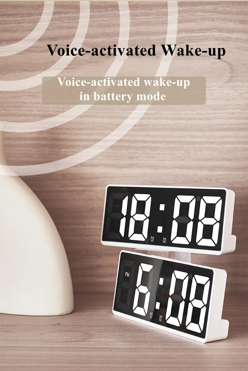 LED Digital Alarm Clock with Mirror Acrylic Face
