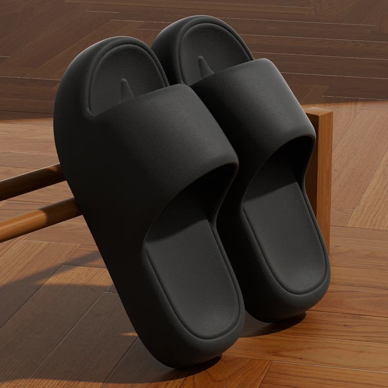 Unisex Non Slip Bathroom Home Slippers Soft Sole EVA Pillow Slides Summer Flat Beach Sandals Woman Thick Platform Cloud Slippers