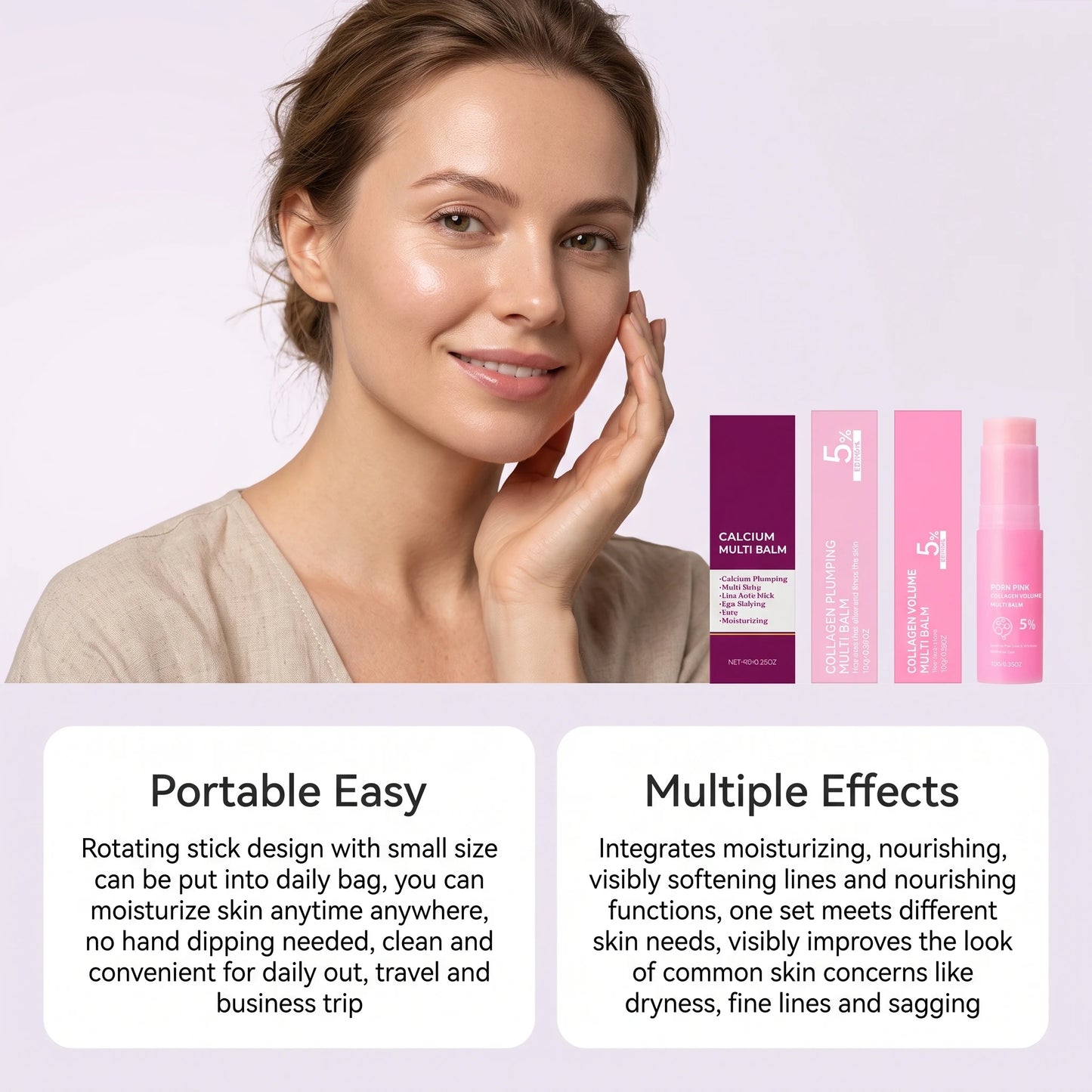 Moisturizing Balm Stick Hydrating Smoothing Nourishing Face Neck Care Silky Lightweight Portable Skincare