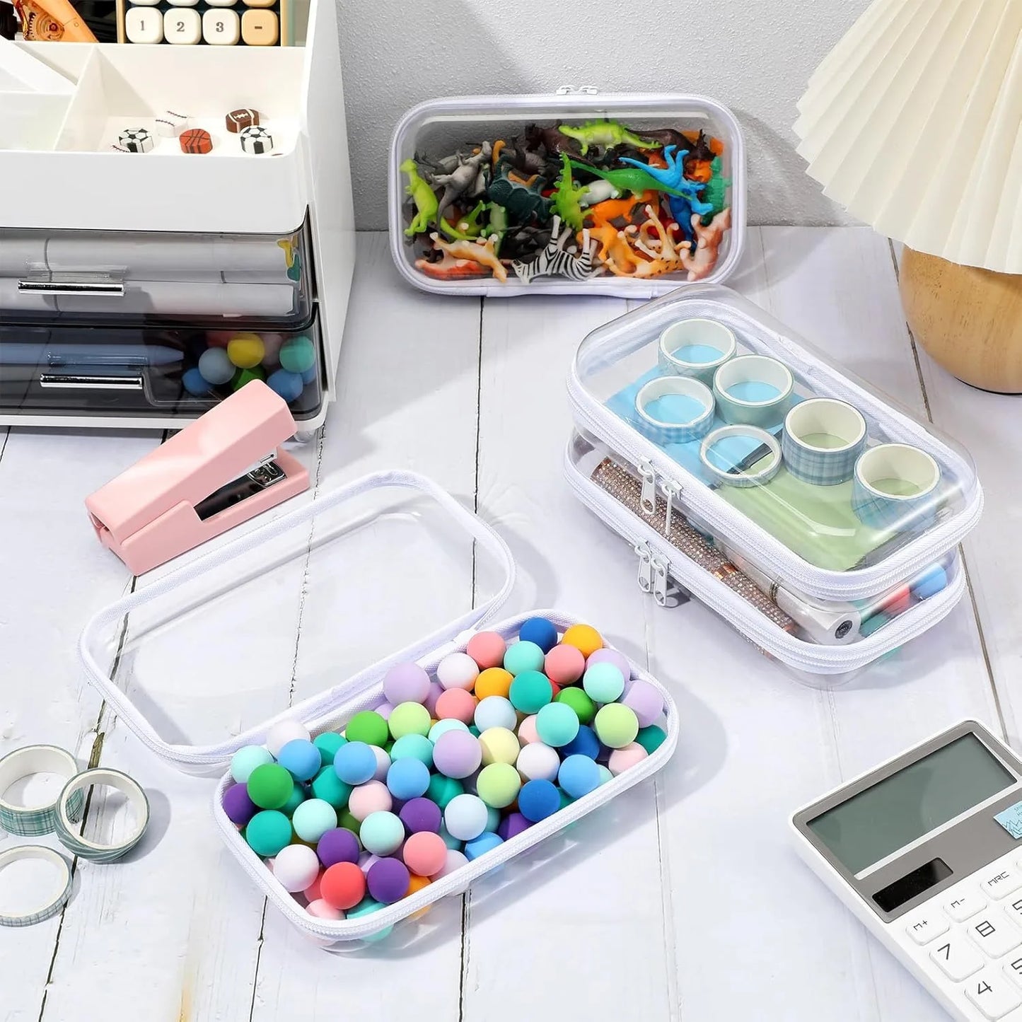 Transparent Zipper Bags Set Reusable Clear Pouch Organizer for Cosmetics Stationery Small Items Tools Storage