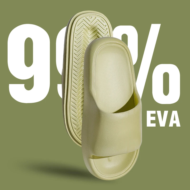 Unisex Non Slip Bathroom Home Slippers Soft Sole EVA Pillow Slides Summer Flat Beach Sandals Woman Thick Platform Cloud Slippers