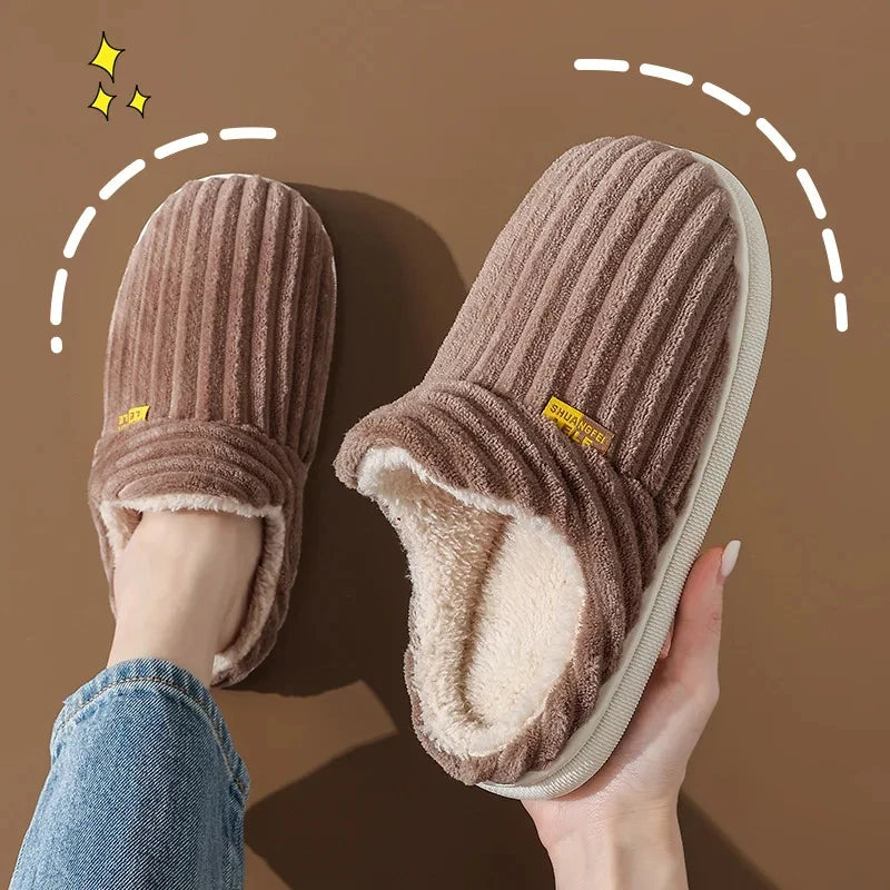 Evshine Women's Fur Slippers – Soft Sole Winter House Shoes