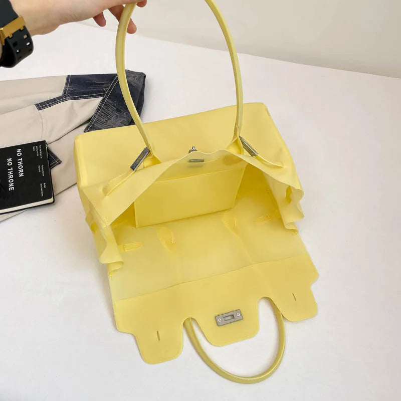 Korean PVC Waterproof Beach Shoulder Bag 2026 Summer Y2K Candy Color Jelly Bags Trendy Dopamine Fashion Tote Underarm Handbag