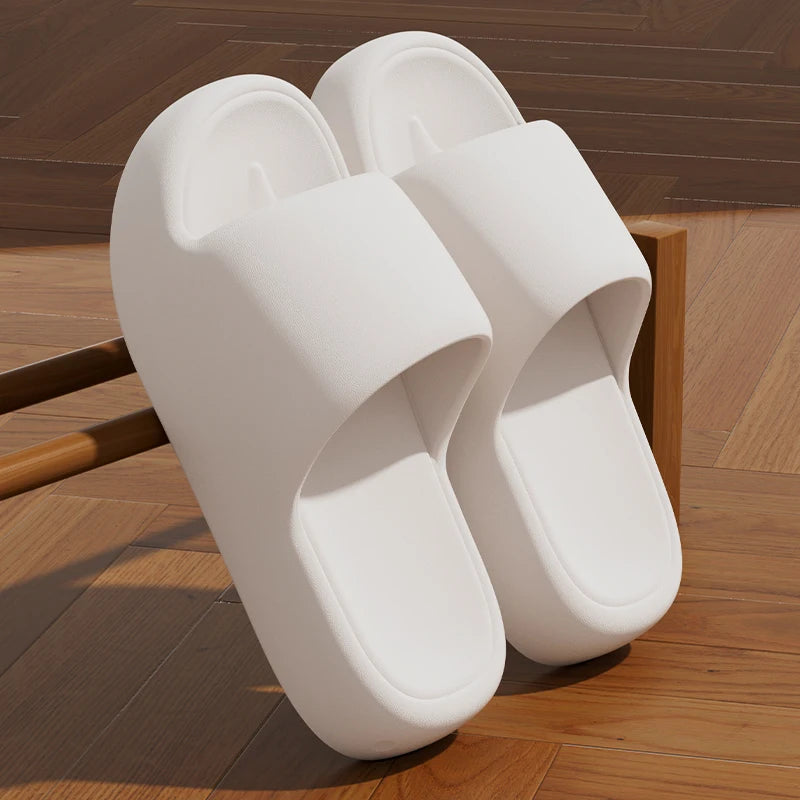Unisex Non Slip Bathroom Home Slippers Soft Sole EVA Pillow Slides Summer Flat Beach Sandals Woman Thick Platform Cloud Slippers