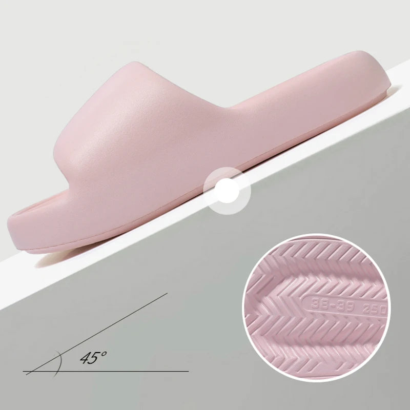Unisex Non Slip Bathroom Home Slippers Soft Sole EVA Pillow Slides Summer Flat Beach Sandals Woman Thick Platform Cloud Slippers