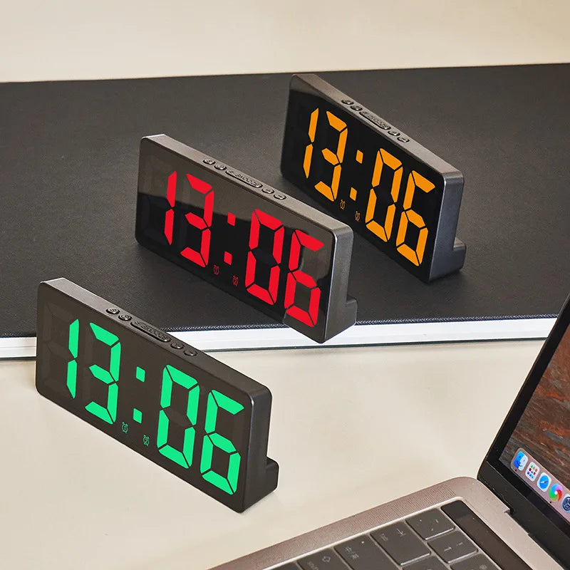 LED Digital Alarm Clock with Mirror Acrylic Face