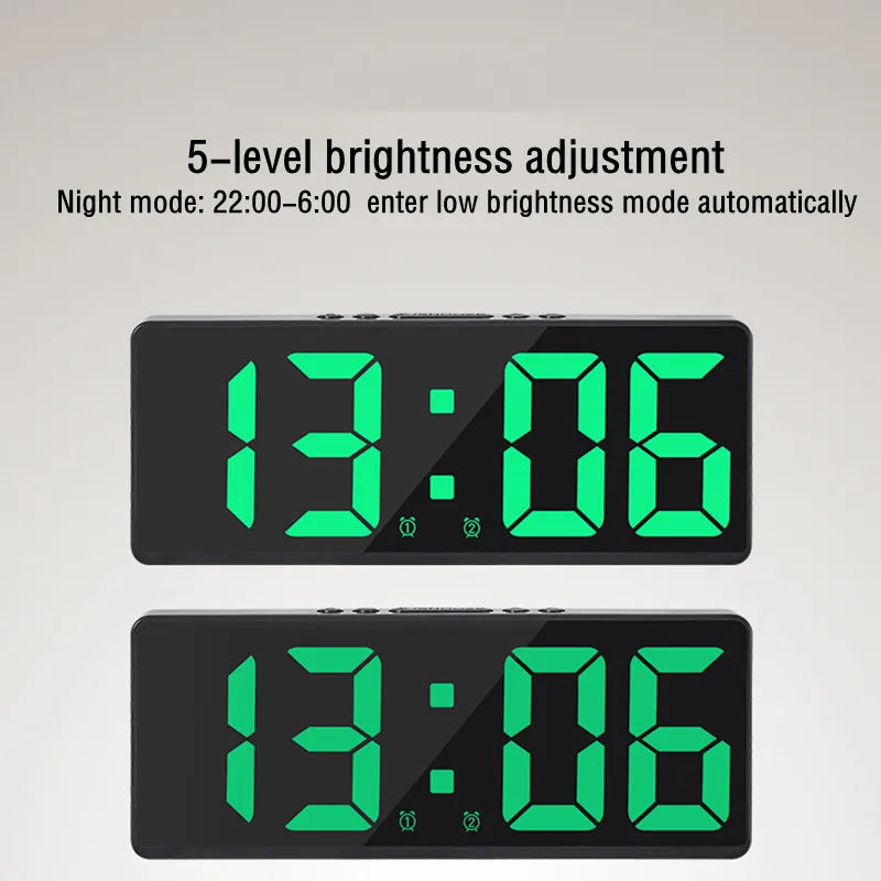 LED Digital Alarm Clock with Mirror Acrylic Face