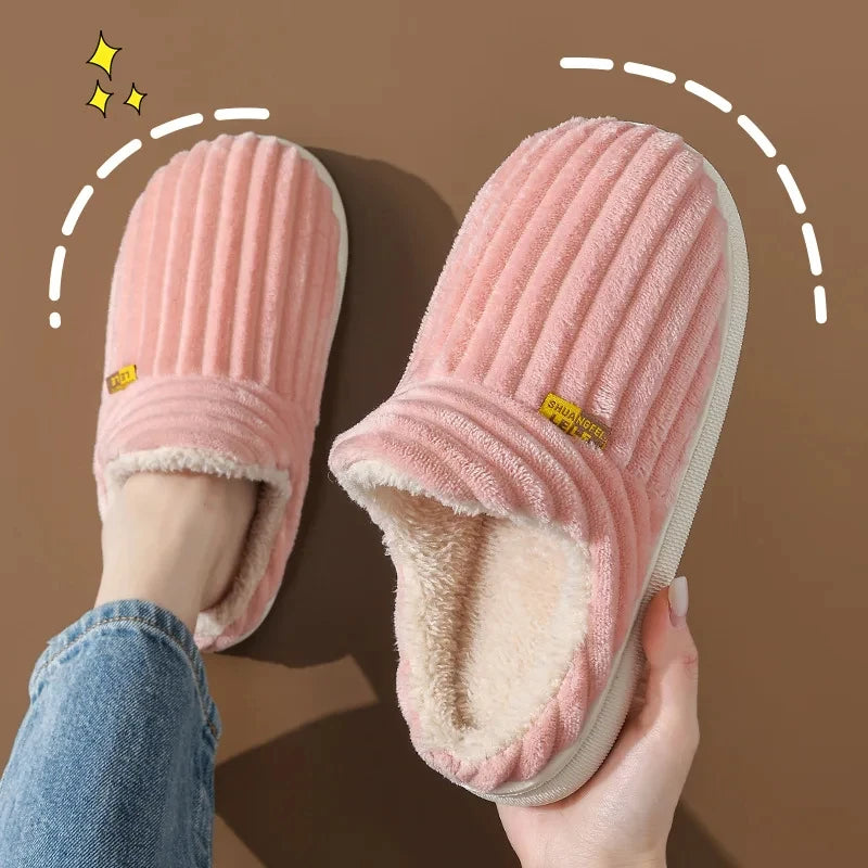 Evshine Women's Fur Slippers – Soft Sole Winter House Shoes