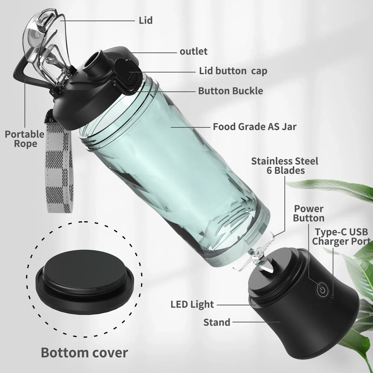 Portable Rechargeable Blender – 600ml