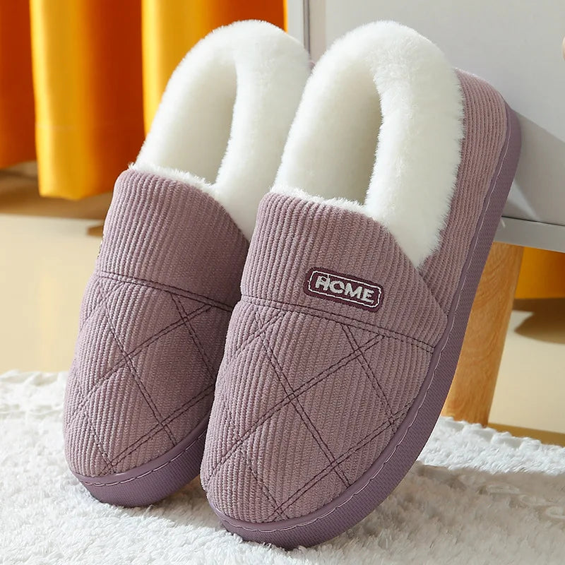 Evshine Women's Fur Slippers – Soft Sole Winter House Shoes