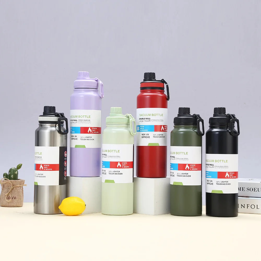Camping Sports Steel Water Bottle 25oz 750ml Double Wall Sports Water Bottle Flask Big Mouth