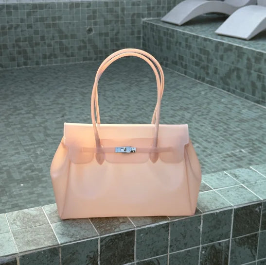 Summer Jelly Bags Trendy Dopamine Fashion Tote Underarm Handbag Women Candy Color PVC Waterproof Transparent Tote Bag In Stock
