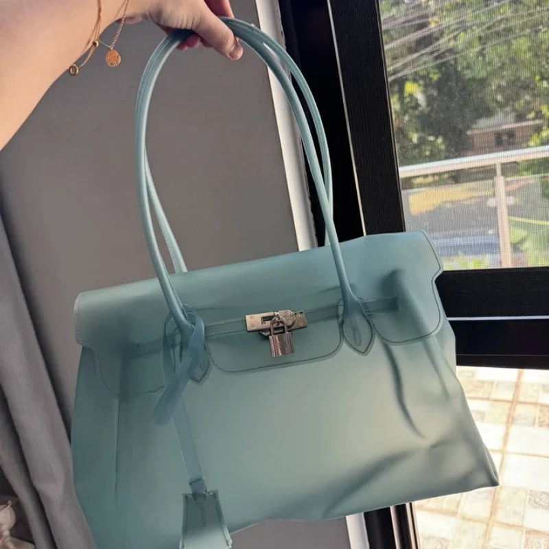 Summer Jelly Bags Trendy Dopamine Fashion Tote Underarm Handbag Women Candy Color PVC Waterproof Transparent Tote Bag In Stock