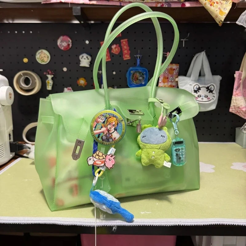 Summer Jelly Bags Trendy Dopamine Fashion Tote Underarm Handbag Women Candy Color PVC Waterproof Transparent Tote Bag In Stock