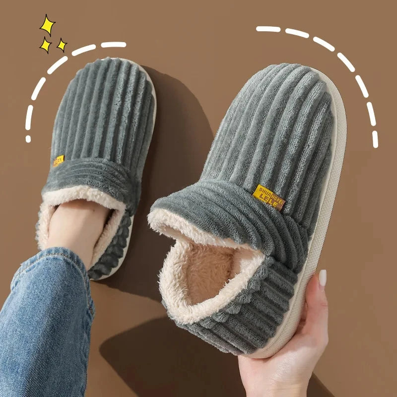Evshine Women's Fur Slippers – Soft Sole Winter House Shoes