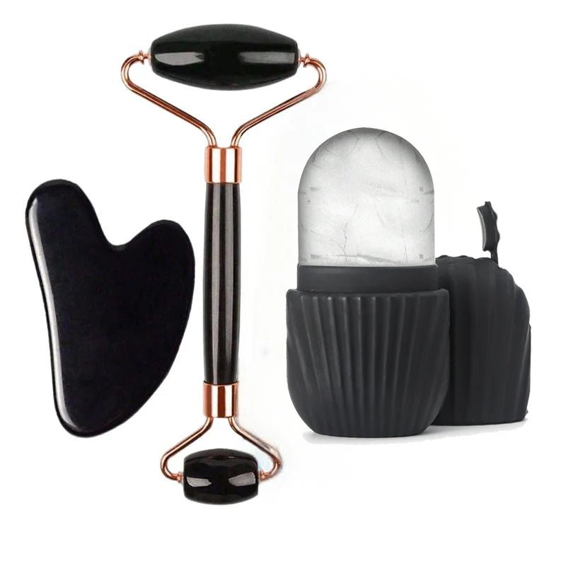 1/2/3pcs Ice Face Roller Facial Skincare Ice Roller Set,Facial Roller GuaSha FaceTool Set,Face Massage Roller Lifting Contouring