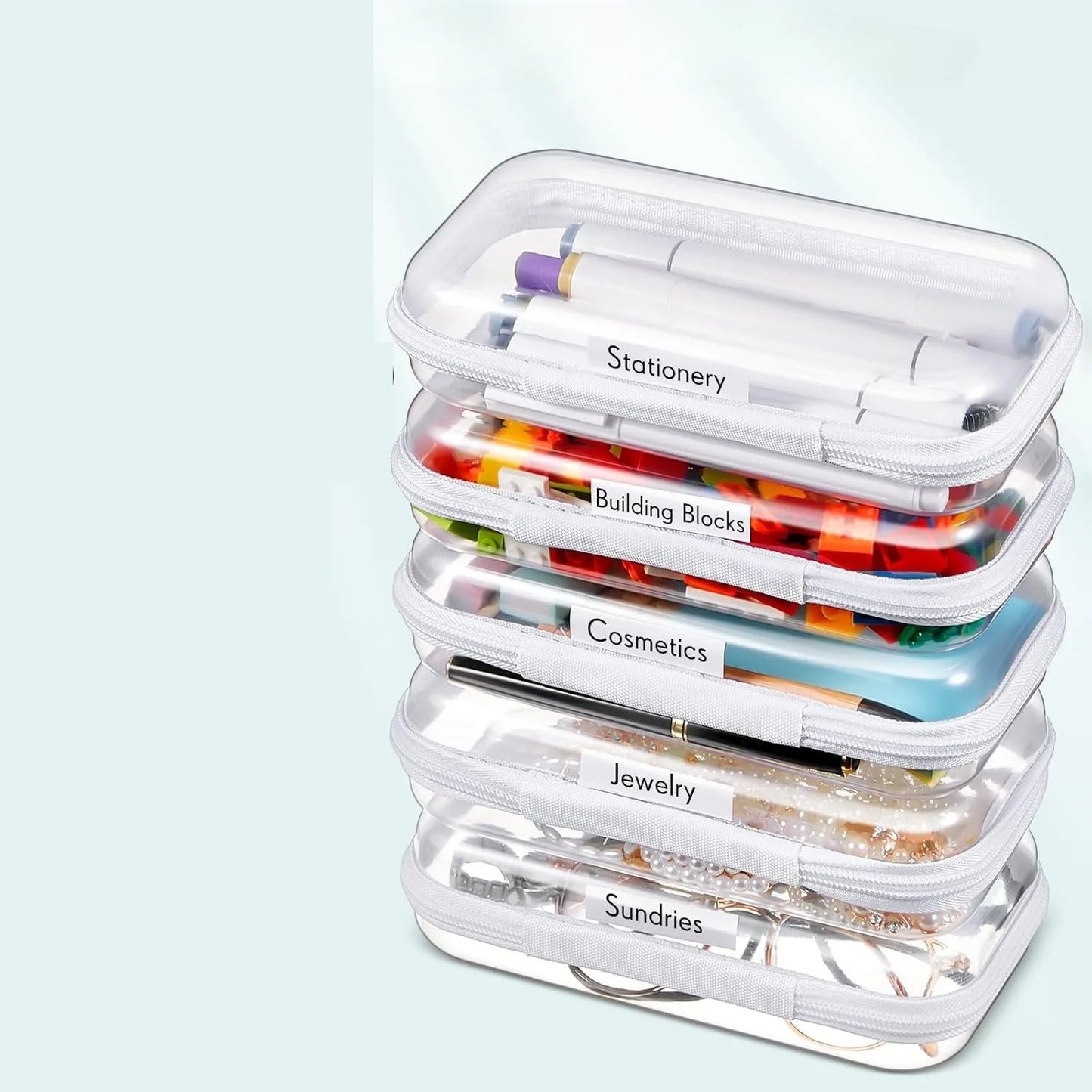 Transparent Zipper Bags Set Reusable Clear Pouch Organizer for Cosmetics Stationery Small Items Tools Storage