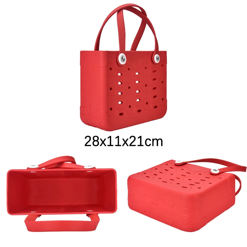 Beach Bag Fashion EVA Waterproof Rubber Picnic Storage Basket Travel Shopping Handbag Women Shoulder Solid Color Tote Bag