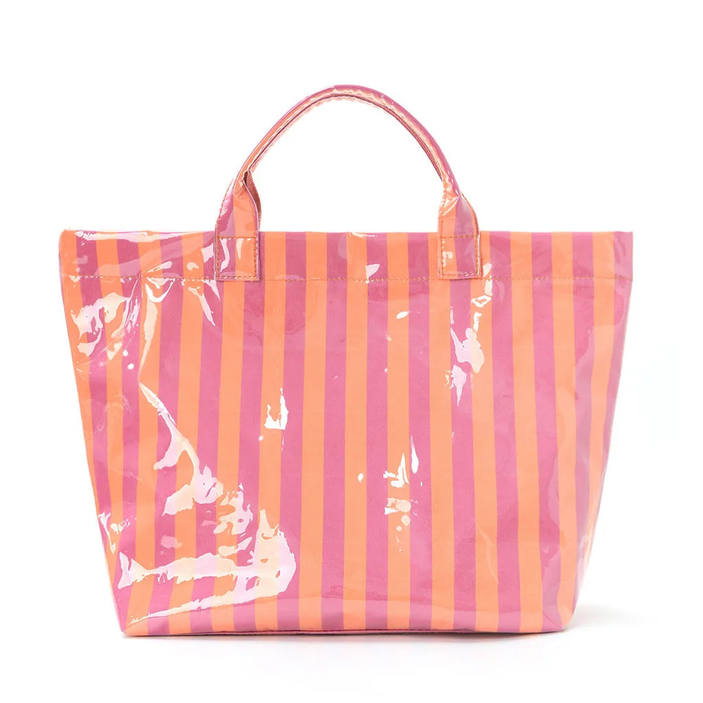 Waterproof Striped PVC Shoulder Tote Bag, Roomy Lightweight Daily Storage Handbag for Everyday Use, Ideal for Daily Use, Holiday