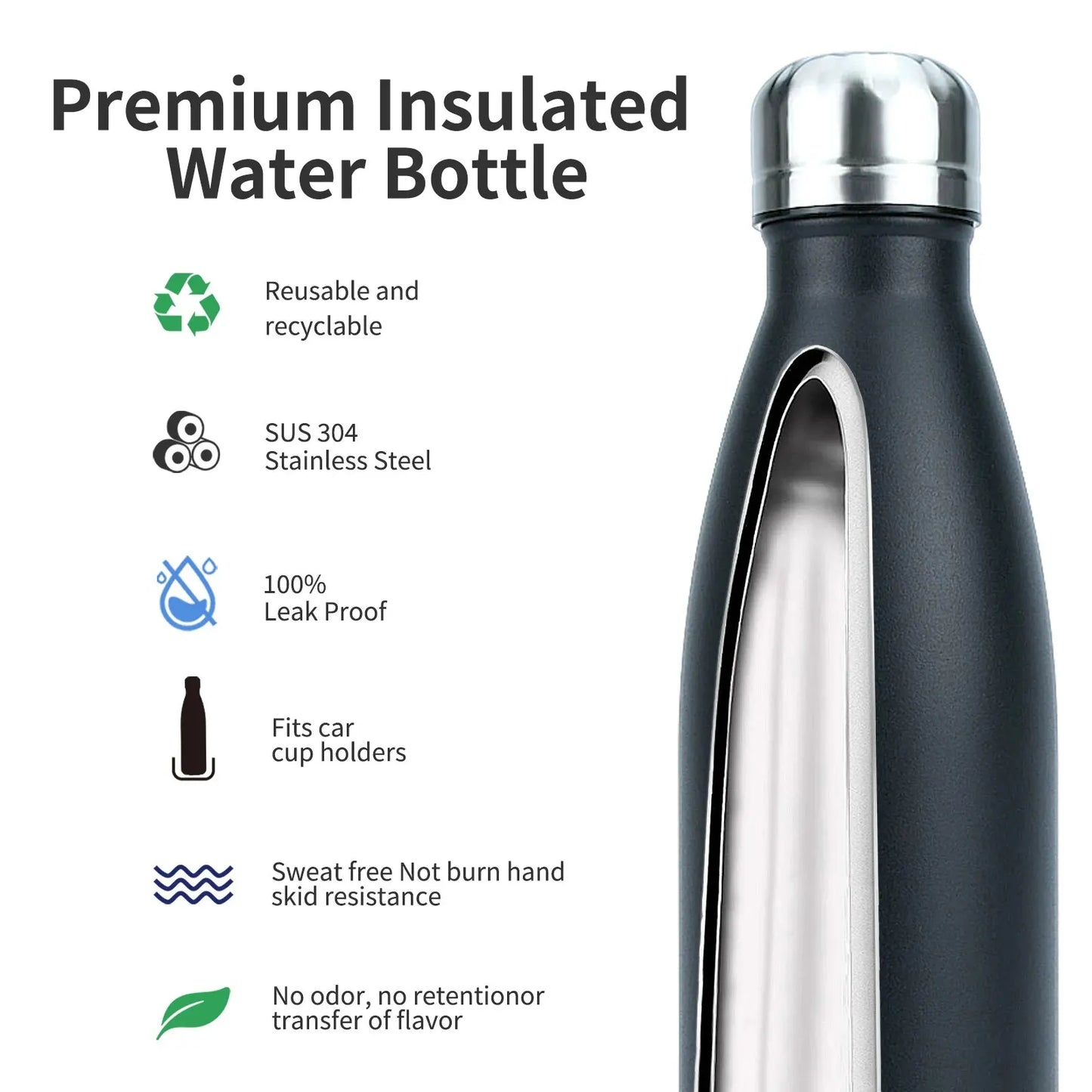 WATERSY 500ml Insulated Stainless Steel Water Bottle